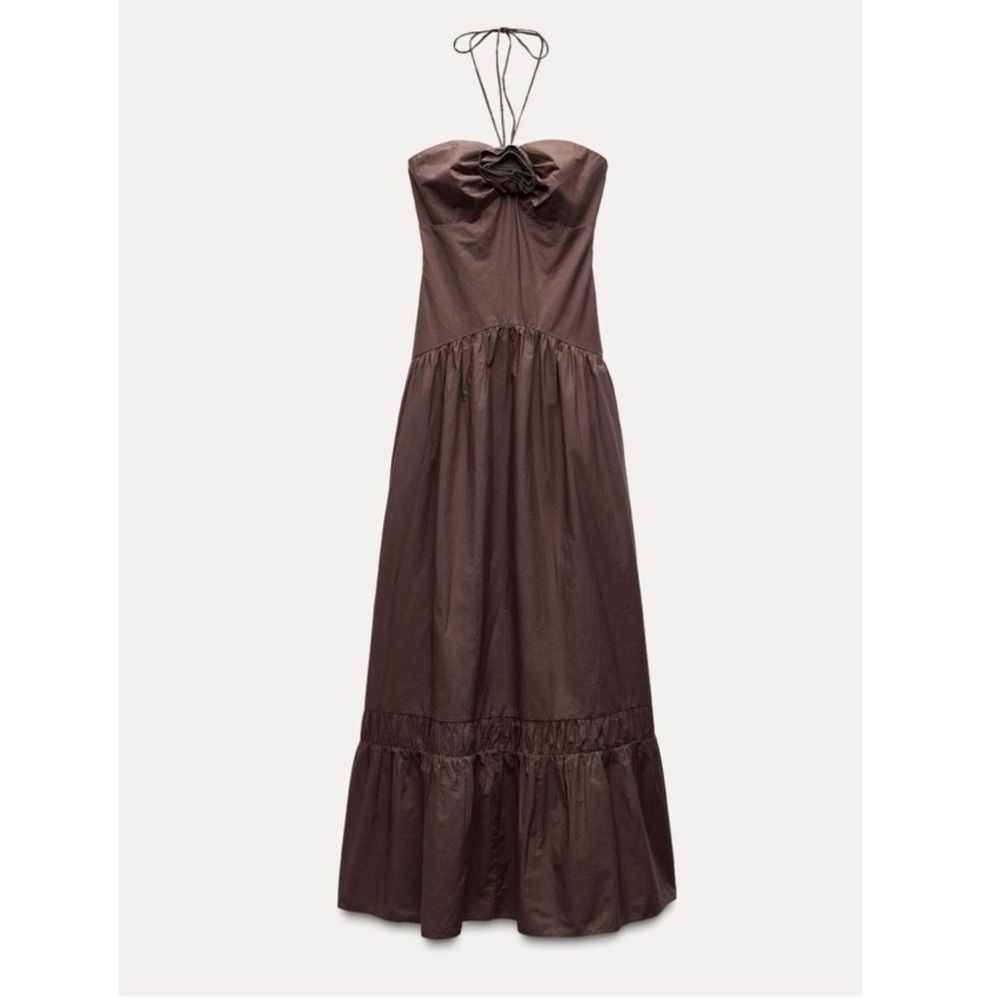 Zara Poplin Dress with Textured Flowers